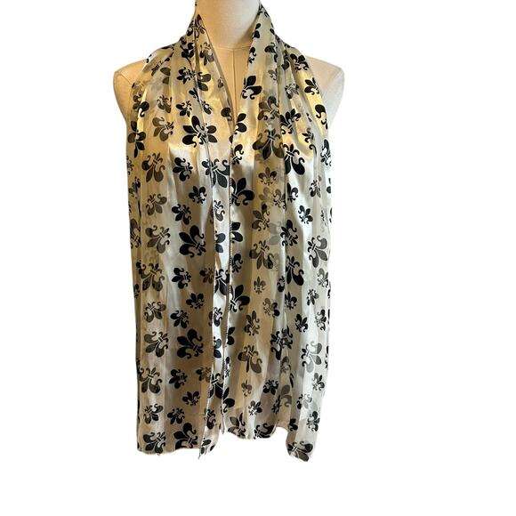 Scarf Lot of 2 Blue White Black fleur Del Lis Silk Feel New Orleans Saints - Picture 2 of 12